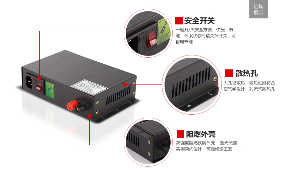 桌面电源外部结构图